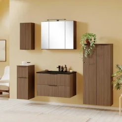 Wohnen Badschränke*Bad Midi-Schrank in Eiche Dunkel Optik - Ucaida