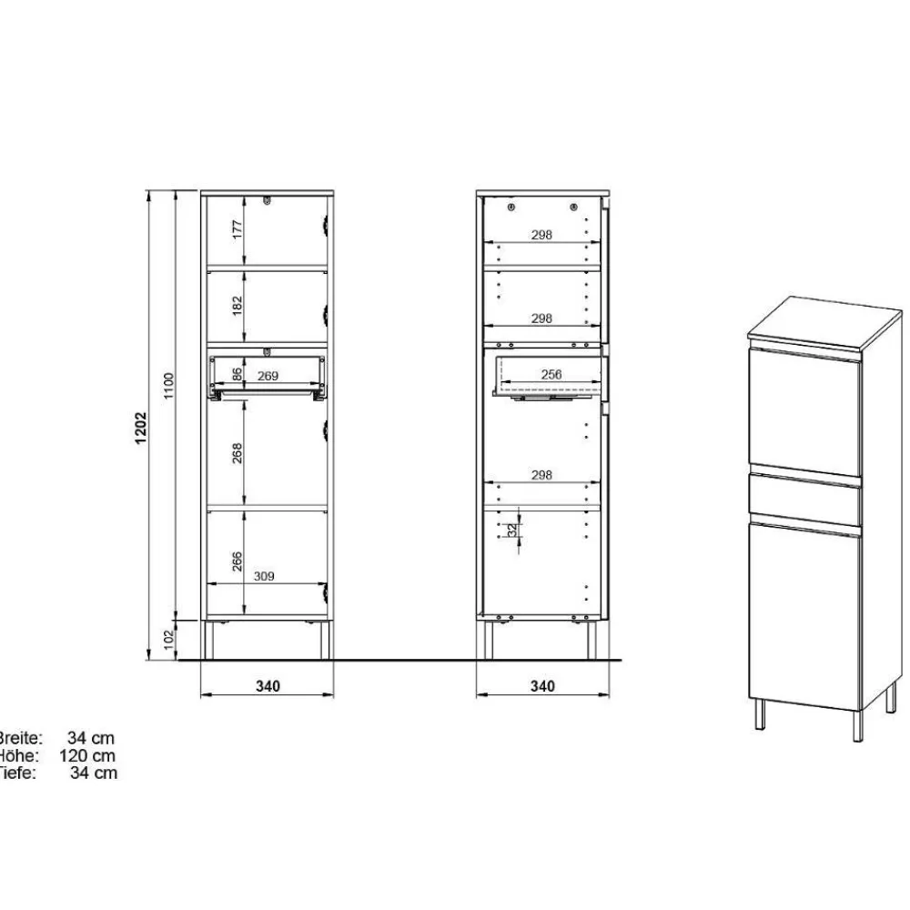 Wohnen Bad Midischrank in Hellgrau - Dadra