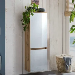 Wohnen Schränke*Bad Midischrank in Weiß Glas & Wildeiche - Vrendina