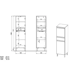 Wohnen Schränke|Badschränke*Bad Midischrank in Weiß Hochglanz - Loeesa