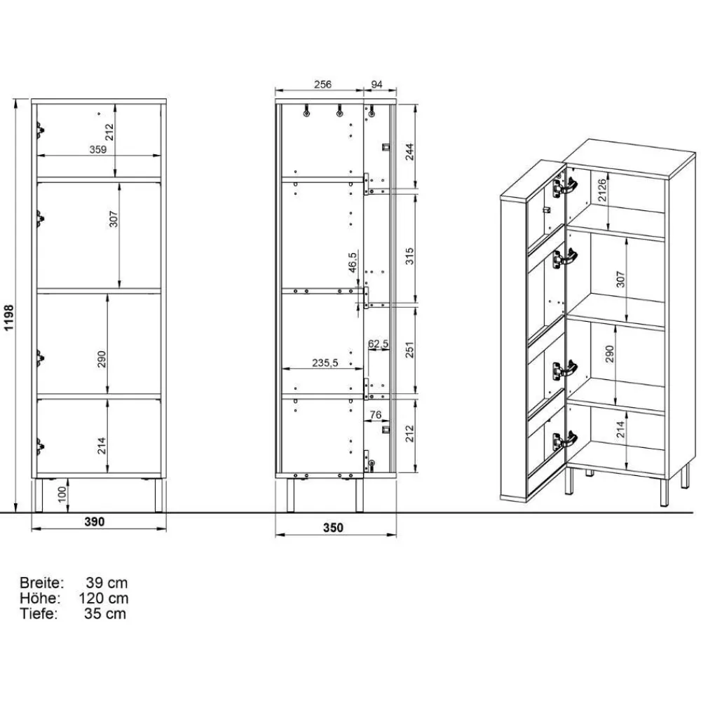 Wohnen Bad Midischrank mit Ablagen in der Tür - Nadals
