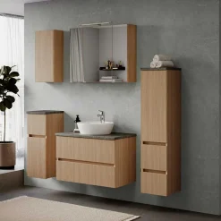 Wohnen Badschränke*Bad Midischrank mit Tür und zwei Schubladen - Leitha