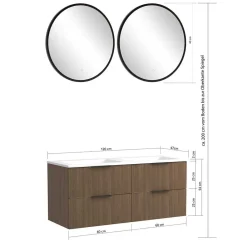 Wohnen Bad mit Doppel-Waschplatz Möbelset - Ucaida (fünfteilig)
