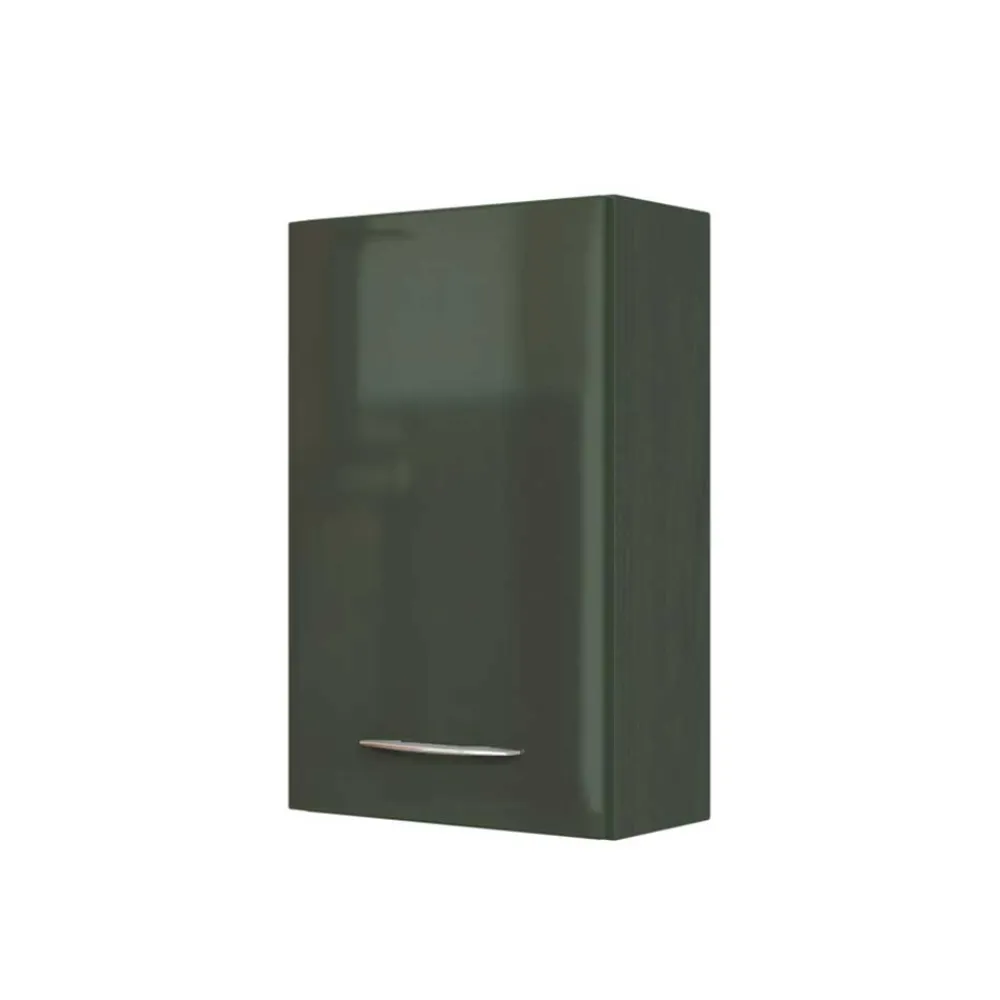 Wohnen Badschränke*Bad Oberschrank in Dunkelgrau Hochglanz Mladen 1-türig