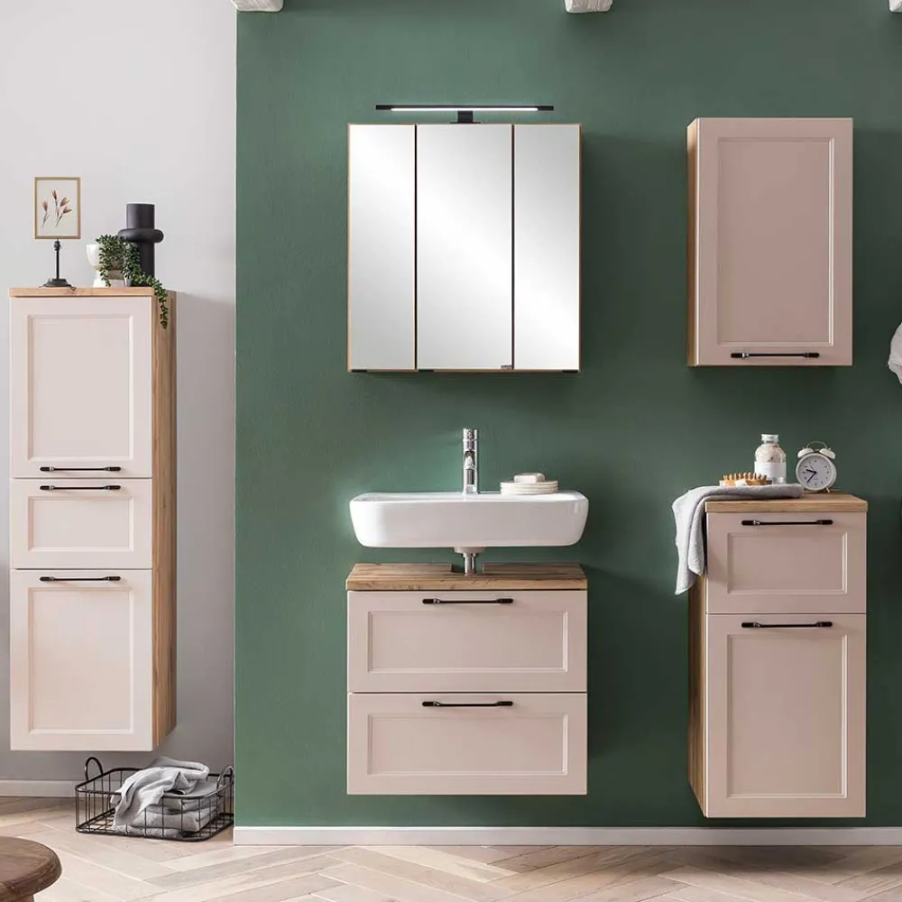 Wohnen Badschränke*Bad Oberschrank in Hellgrau und Wildeiche - Trioto