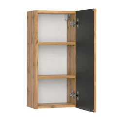 Wohnen Badschränke*Bad Oberschrank in Wildeiche mit Schwarz - Crystoga