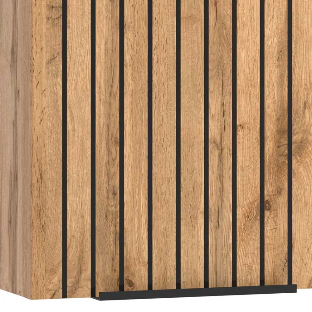 Wohnen Badschränke*Bad Oberschrank in Wildeiche mit Schwarz - Crystoga