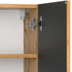 Wohnen Badschränke*Bad Oberschrank in Wildeiche mit Schwarz - Crystoga