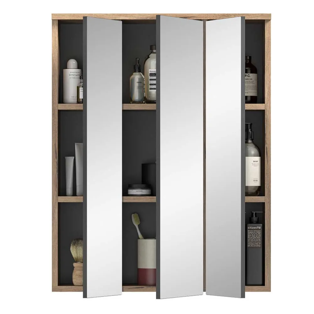 Wohnen Glasmöbel|Bad-Spiegelschränke*Bad Oberschrank mit Spiegeltüren 60 cm breit - Depart