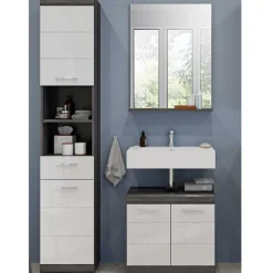 Wohnen Badezimmer Komplett*Bad Spiegel & Beckenschrank & Hochschrank - Nancys (dreiteilig)