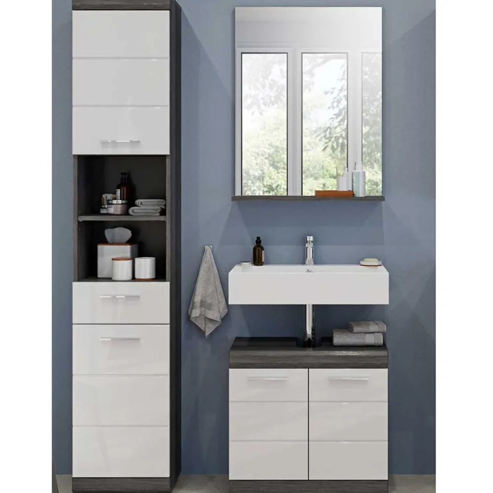 Wohnen Badezimmer Komplett*Bad Spiegel & Beckenschrank & Hochschrank - Nancys (dreiteilig)