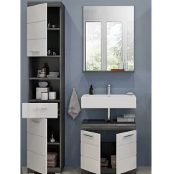 Wohnen Badezimmer Komplett*Bad Spiegel & Beckenschrank & Hochschrank - Nancys (dreiteilig)