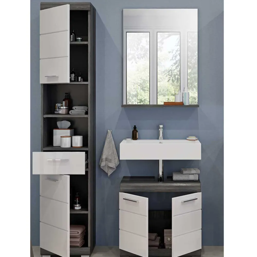 Wohnen Badezimmer Komplett*Bad Spiegel & Beckenschrank & Hochschrank - Nancys (dreiteilig)