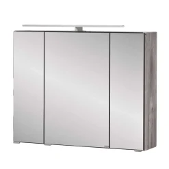 Wohnen Bad-Spiegelschränke*Bad Spiegelschrank 3D in Eiche Grau Holzoptik - Svegaria