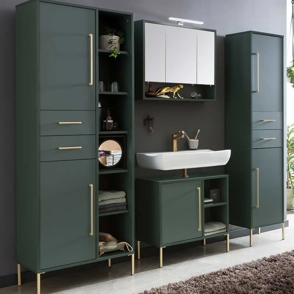 Wohnen Bad Spiegelschrank in Dunkelgrün - Aqua