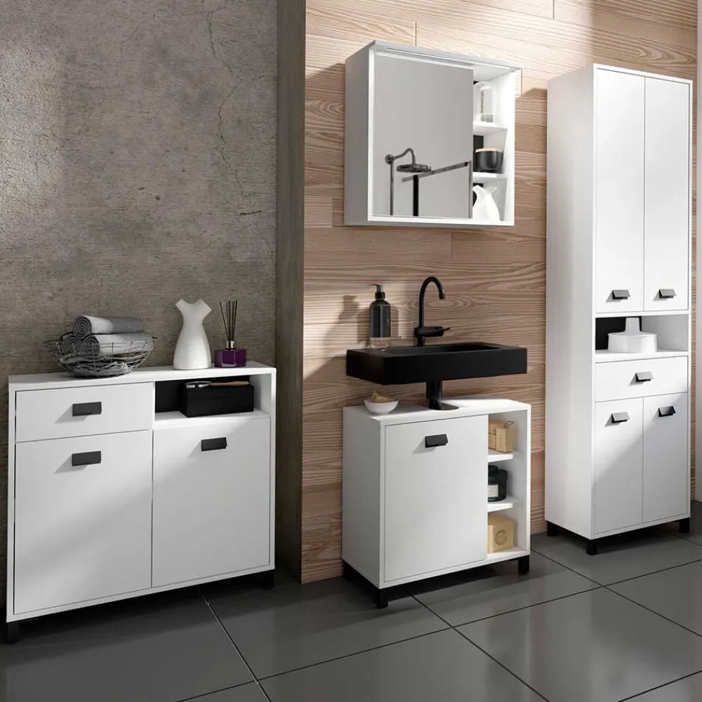 Wohnen Bad-Spiegelschränke*Bad Spiegelschrank in Weiß mit Schwarz - Envaton