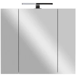 Wohnen Glasmöbel|Bad-Spiegelschränke*Bad Spiegelschrank mit Aufsatzleuchte in Hellgrau - Dolida