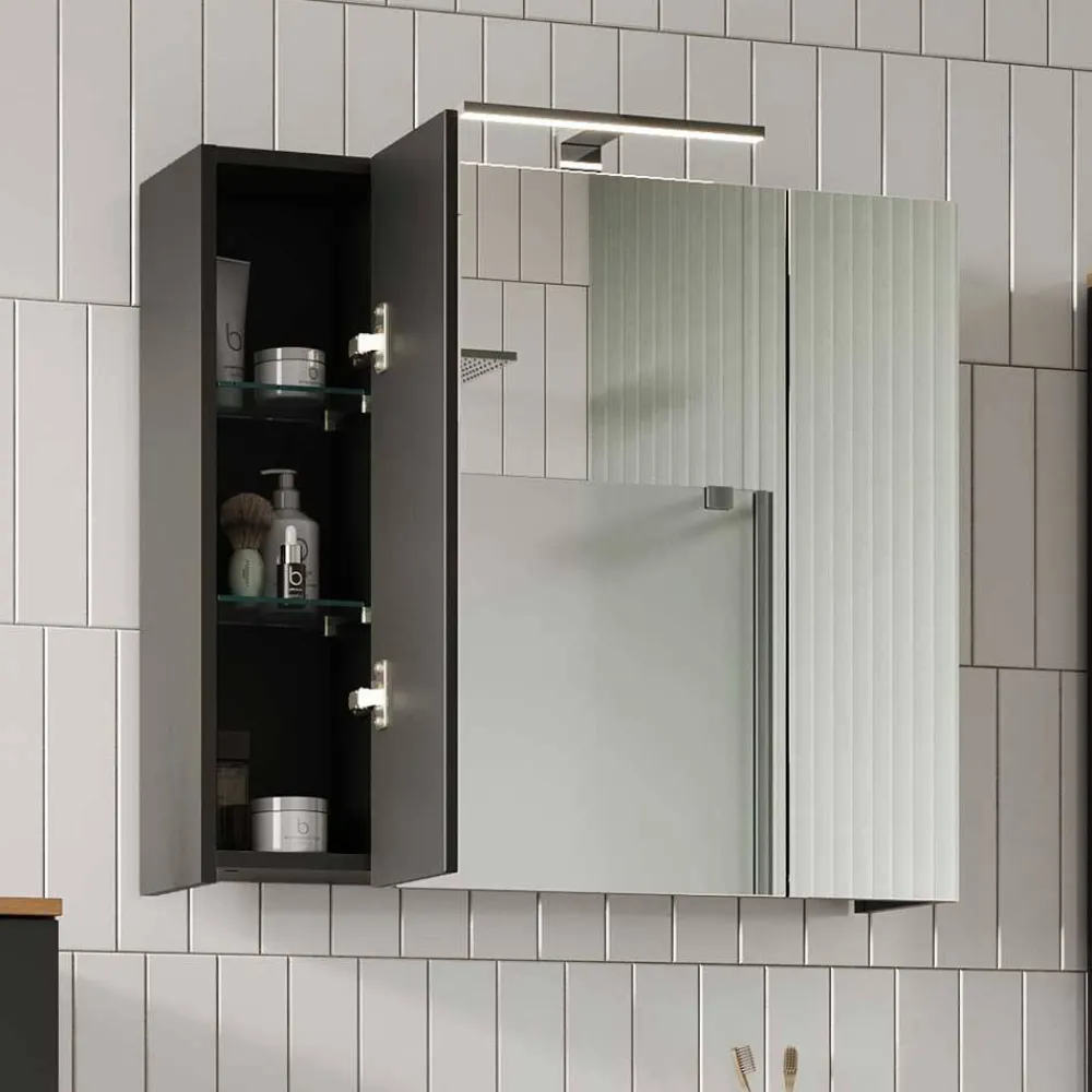 Wohnen Bad Spiegelschrank mit LED 3-türig - Dolida
