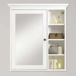 Wohnen Skandinavische Möbel|Bad-Spiegelschränke*Bad Spiegelschrank mit Regal in Weiß - Lousias