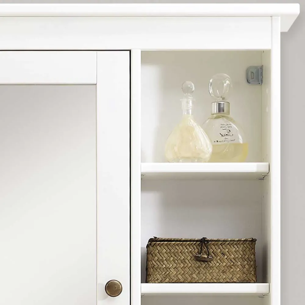 Wohnen Skandinavische Möbel|Bad-Spiegelschränke*Bad Spiegelschrank mit Regal in Weiß - Lousias