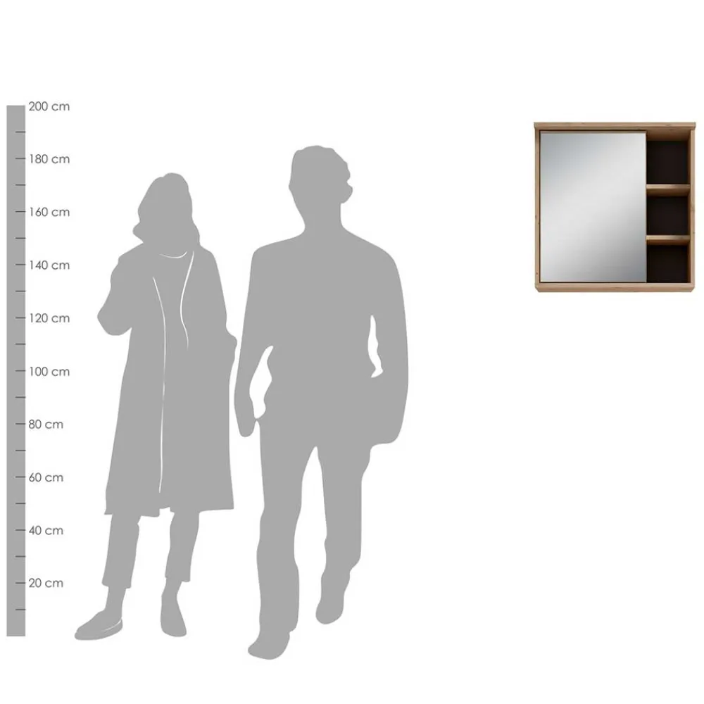 Wohnen Bad-Spiegelschränke*Bad Spiegeltür-Hängeschrank mit 3 Fächern - Eleore
