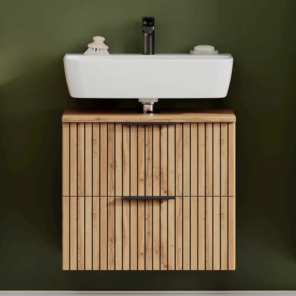 Wohnen Bad Unterbeckenschrank mit Klappe & Schublade - Crystoga