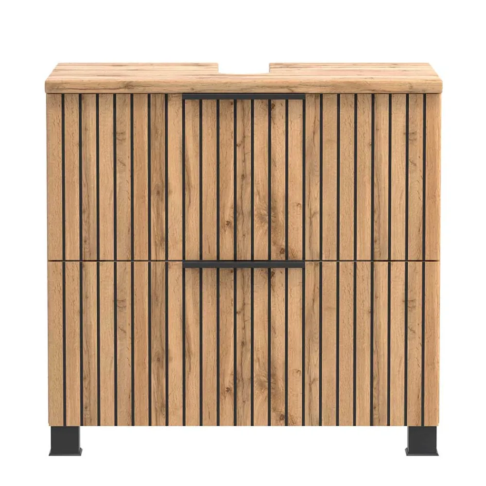 Wohnen Bad Unterbeckenschrank mit Klappe & Schublade - Crystoga