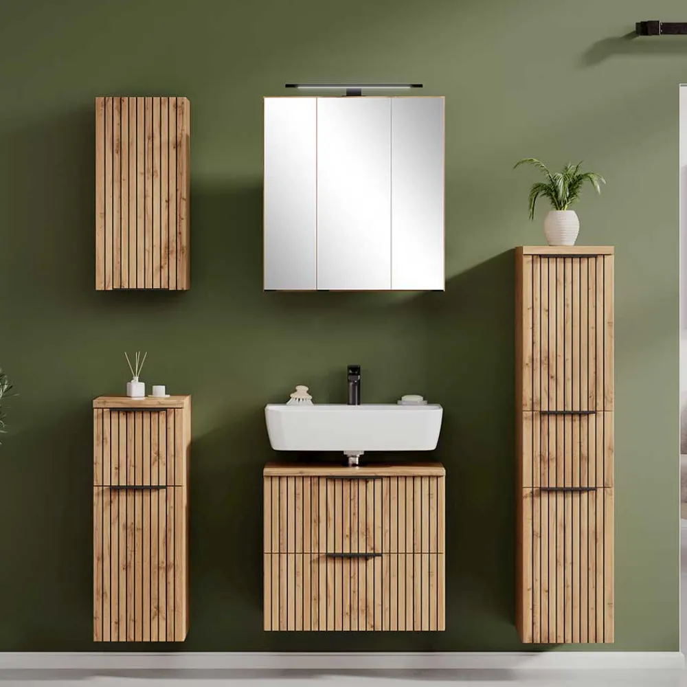 Wohnen Bad Unterbeckenschrank mit Klappe & Schublade - Crystoga