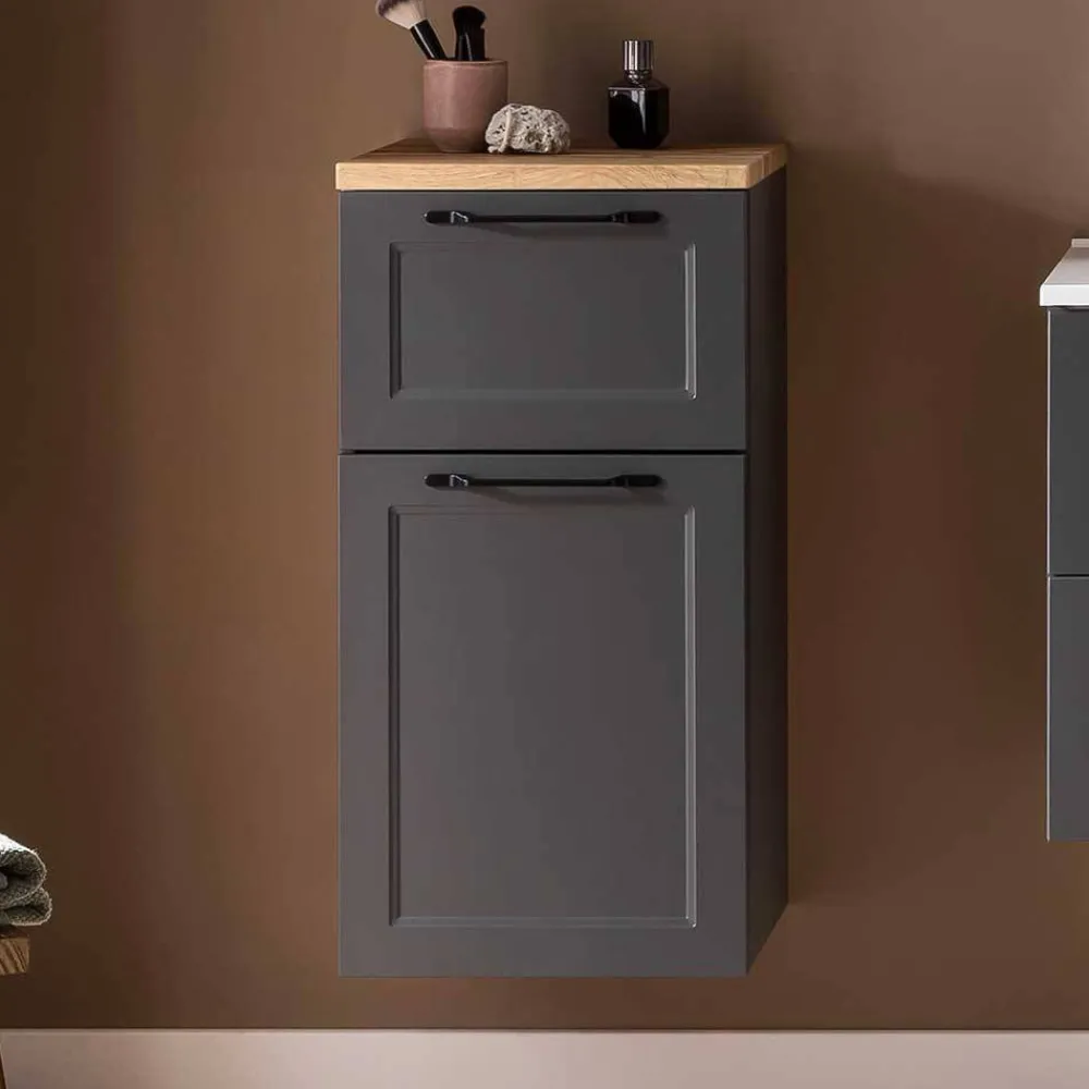 Wohnen Badschränke*Bad Unterschrank in Dunkelgrau und Wildeiche - Novelya
