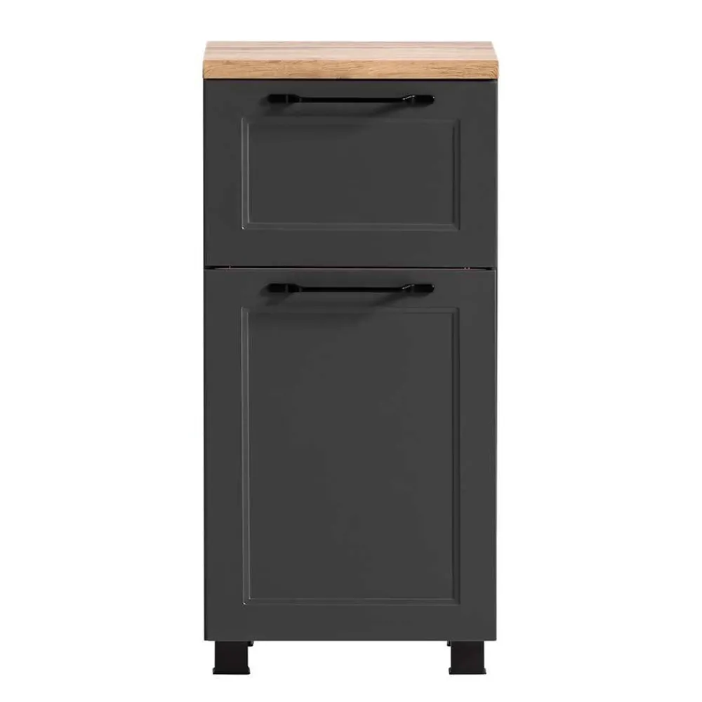 Wohnen Badschränke*Bad Unterschrank in Dunkelgrau und Wildeiche - Novelya