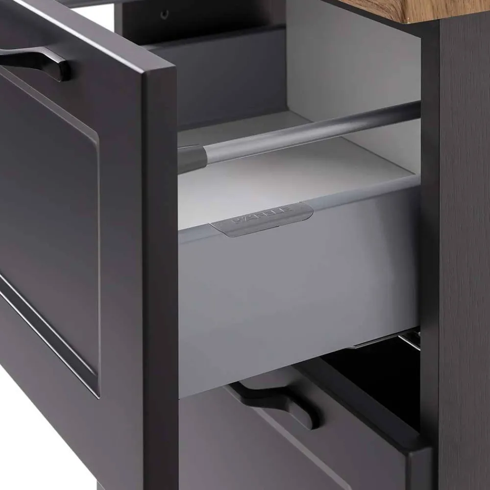 Wohnen Badschränke*Bad Unterschrank in Dunkelgrau und Wildeiche - Novelya