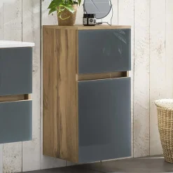 Wohnen Badschränke*Bad Unterschrank in Grau Glas & Wildeiche - Anviletca