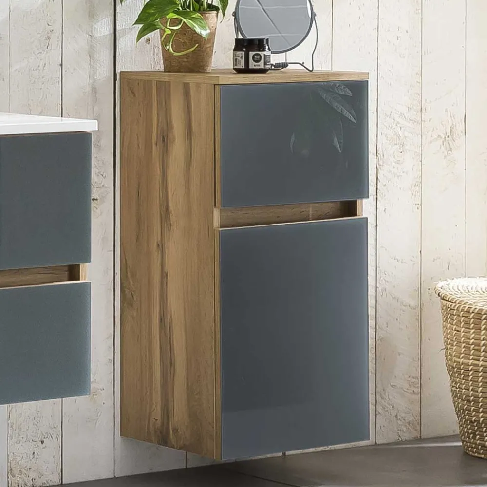 Wohnen Badschränke*Bad Unterschrank in Grau Glas & Wildeiche - Anviletca