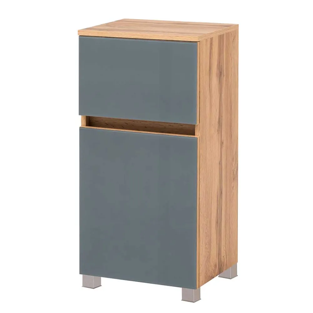 Wohnen Badschränke*Bad Unterschrank in Grau Glas & Wildeiche - Anviletca