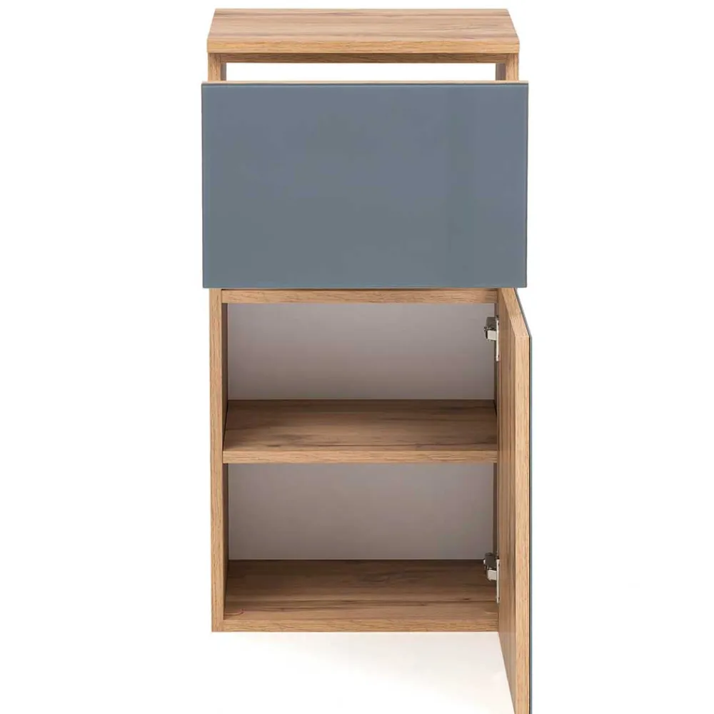 Wohnen Badschränke*Bad Unterschrank in Grau Glas & Wildeiche - Anviletca