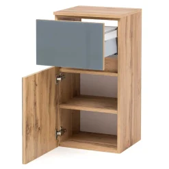 Wohnen Badschränke*Bad Unterschrank in Grau Glas & Wildeiche - Anviletca