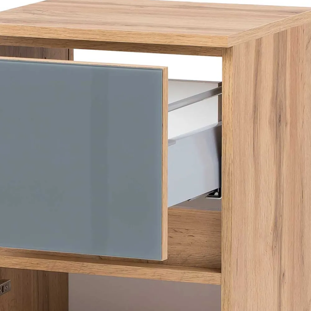 Wohnen Badschränke*Bad Unterschrank in Grau Glas & Wildeiche - Anviletca
