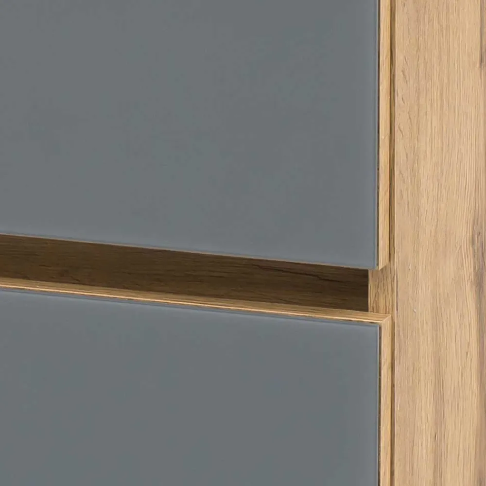 Wohnen Badschränke*Bad Unterschrank in Grau Glas & Wildeiche - Anviletca