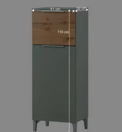 Wohnen Badschränke*Bad Unterschrank in Graugrün mit Eiche - Liz