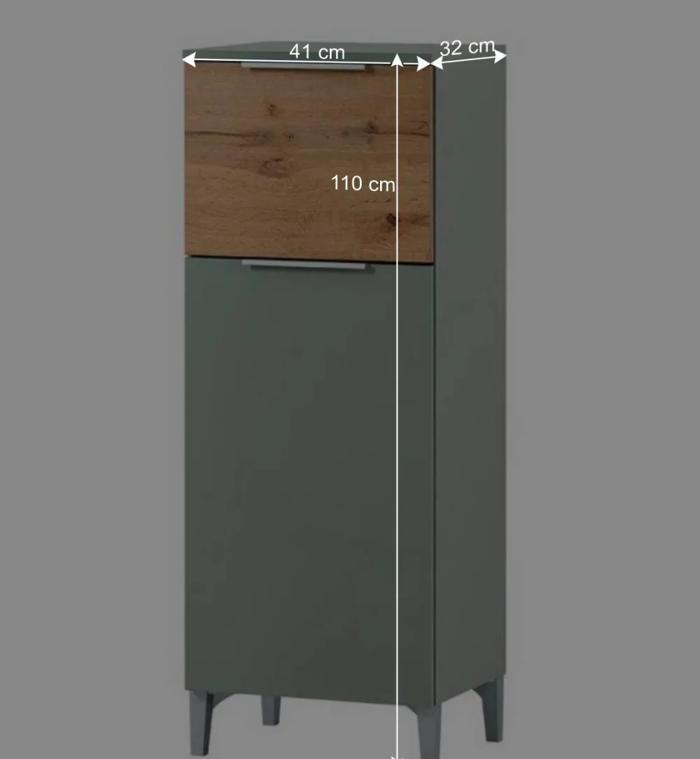Wohnen Badschränke*Bad Unterschrank in Graugrün mit Eiche - Liz
