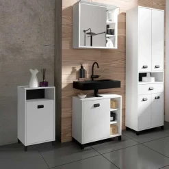 Wohnen Bad Unterschrank in Weiß mit Schwarz - Envaton