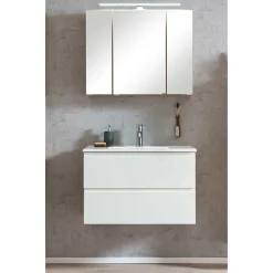 Wohnen Weiße Möbel|Glasmöbel*Bad Waschbeckenschrank & Spiegelschrank - Eight (zweiteilig)