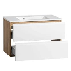 Wohnen Weiße Möbel|Glasmöbel*Bad Waschbeckenschrank & Spiegelschrank - Eight (zweiteilig)