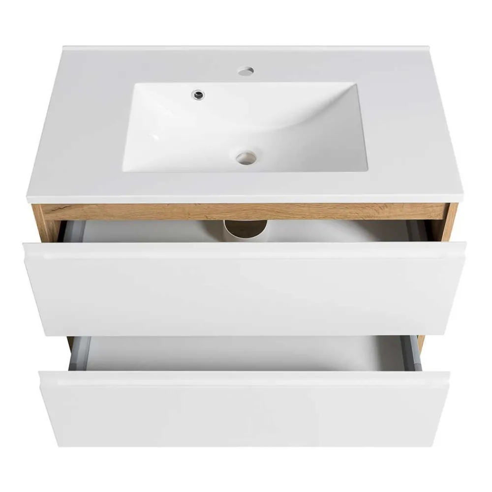 Wohnen Weiße Möbel|Glasmöbel*Bad Waschbeckenschrank & Spiegelschrank - Eight (zweiteilig)