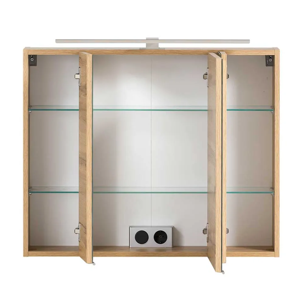 Wohnen Weiße Möbel|Glasmöbel*Bad Waschbeckenschrank & Spiegelschrank - Eight (zweiteilig)