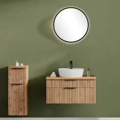 Wohnen Badezimmer Komplett*Bad Waschkonsole & Unterschrank & Spiegel - Crystoga (dreiteilig)