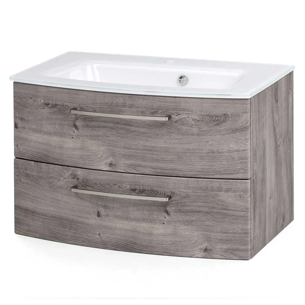 Wohnen Waschtisch|Waschbeckenunterschränke*Bad Waschkonsole in grauer Eiche Optik - Svegaria