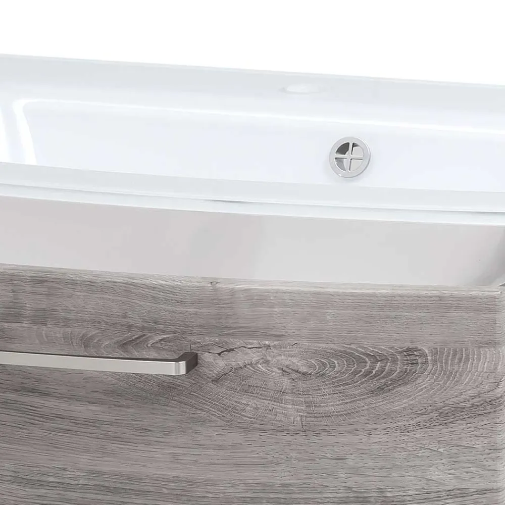 Wohnen Waschtisch|Waschbeckenunterschränke*Bad Waschkonsole in grauer Eiche Optik - Svegaria