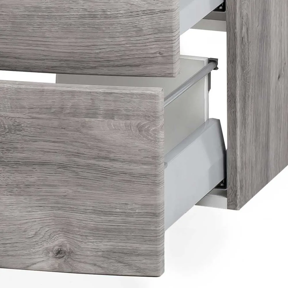 Wohnen Waschtisch|Waschbeckenunterschränke*Bad Waschkonsole in grauer Eiche Optik - Svegaria