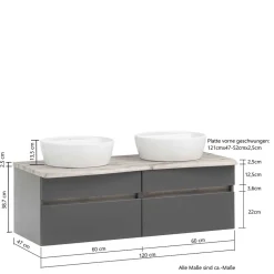 Wohnen Waschtisch|Waschbeckenunterschränke*Bad Waschplatz für zwei Personen - Agiruan